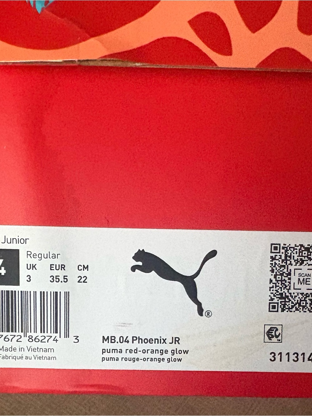 Puma Lamelo Ball MB.04 Phoenix Jr Basketball Sneakers, Size Y4 (NIB) - Picture 6 of 7